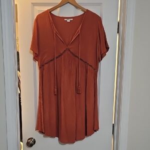 NWOT Women's Burnt Orange V-Neck Dress